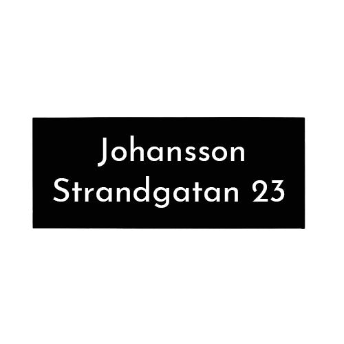 Acrylic sign black 12 cm x 5 cm with tape
